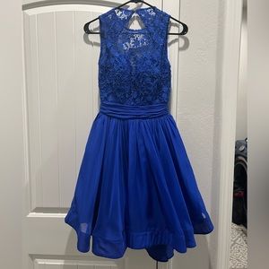 La Femme backless lace and tulle dress